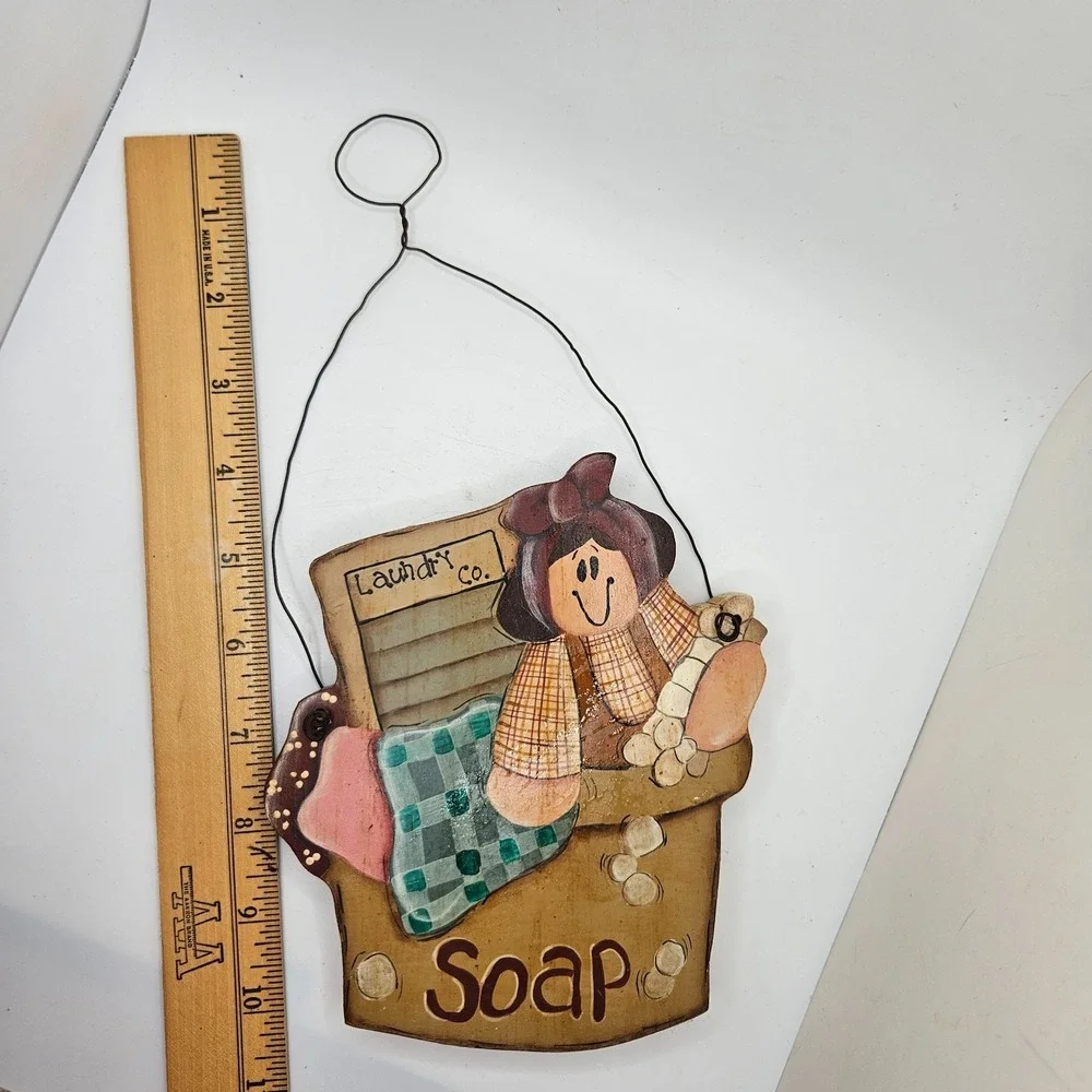 Cottage‎ Core Laundry Room Wall Hanging Soap Washboard Girl Wood Decor Primitive